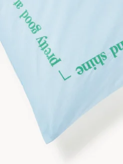 Westwing Collection Funda de almohada de percal con inscripción bordada Roya