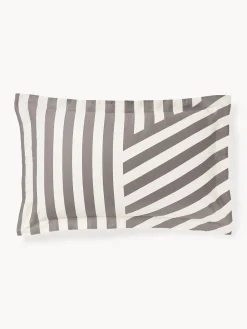 Westwing Collection Funda de almohada de satén a rayas con dobladillo Brendan