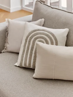 Westwing Collection Funda de cojín bordada de algodón texturizada Vahid