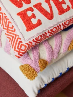 Westwing Collection Funda de cojín con inscripción bordada Whatever^ Mantas|Cojines Decorativos