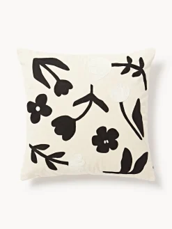 Broste Copenhagen Funda de cojín de algodón con motivo floral Rosita