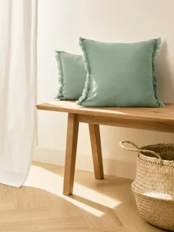 Westwing Collection Funda de cojín de lino con flecos Luana