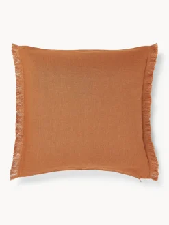 Westwing Collection Funda de cojín de lino con flecos Luana^ Mantas|Cojines Decorativos