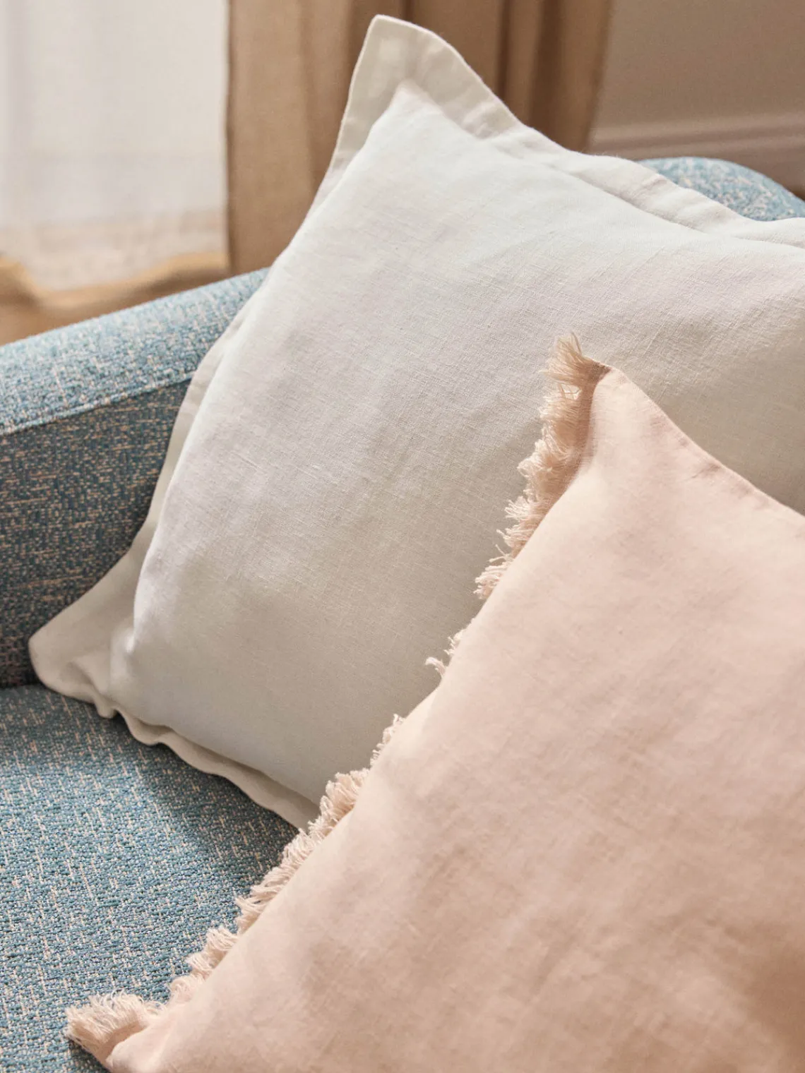 Westwing Collection Funda de cojín de lino con dobladillo elevado Taryn