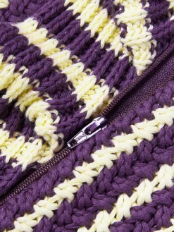 Westwing Collection Funda de cojín de punto a rayas con volantes Blaise