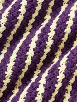 Westwing Collection Funda de cojín de punto a rayas con volantes Blaise