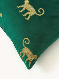 Westwing Collection Funda de cojín de terciopelo bordada Legong