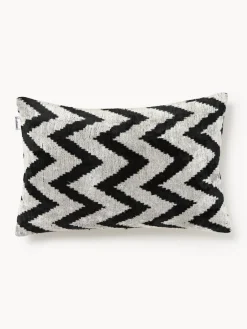 Les Ottomans Funda de cojín de terciopelo con estampado zigzag Velvety^ Cojines Decorativos|Cojines Decorativos