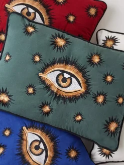 Les Ottomans Funda de cojín decorativo de algodón artesanal Velvety^ Mantas|Cojines Decorativos