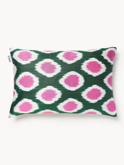 Les Ottomans Funda de cojín decorativo de seda con estampado abstracto Silky