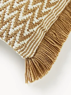 Westwing Collection Funda de cojín para exterior con tejido artesanal y flecos Suria^ Mantas|Cojines De Exterior