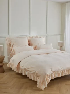 Westwing Collection Funda nórdica de algodón con volantes Louane