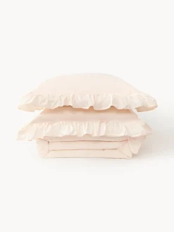 Westwing Collection Funda nórdica de algodón con volantes Louane