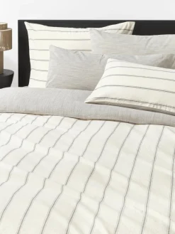 Westwing Collection Funda nórdica de algodón lavado a rayas Caspian