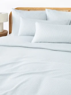 Westwing Collection Funda nórdica de franela con rayas finas Javon