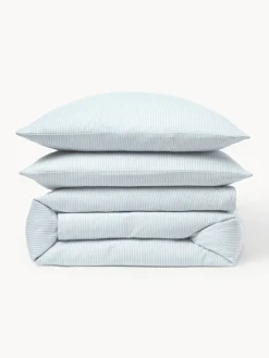 Westwing Collection Funda nórdica de franela con rayas finas Javon