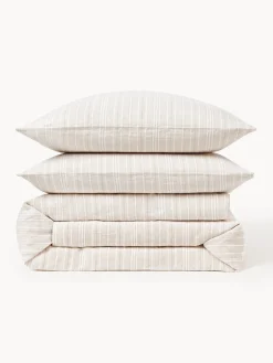 Westwing Collection Funda nórdica de lino lavado con rayas Telma