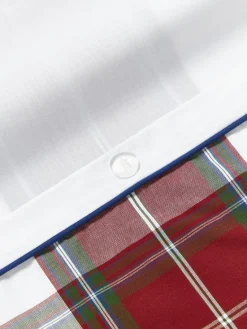 Westwing Collection Funda nórdica de percal a cuadros con ribete Scarlet