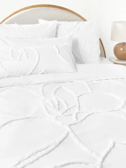 Westwing Collection Funda nórdica de percal con decoración de penachos Madeline