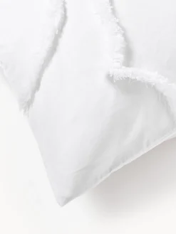 Westwing Collection Funda nórdica de percal con decoración de penachos Madeline