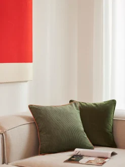 Westwing Collection Fundas de cojines de terciopelo texturizado Carter, 2 uds.^ Mantas|Cojines Decorativos