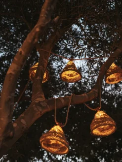 NewGarden Guirnalda de luces LED solares de yute Maro^ Lámparas Colgantes Exterior|Lámparas De Techo