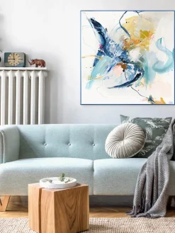 Malerifabrikken Impresión sobre lienzo acabada a mano enmarcada Confidential Blue^ Lienzos|Jarrones