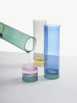 ICHENDORF Jarra artesanal de vidrio Bamboo Groove, 1,2 L