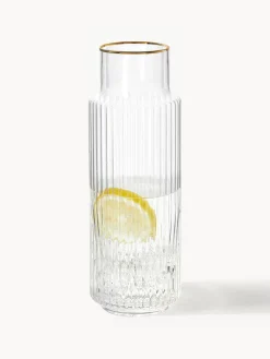 Westwing Collection Jarra soplada con borde dorado Aleo, 1 L