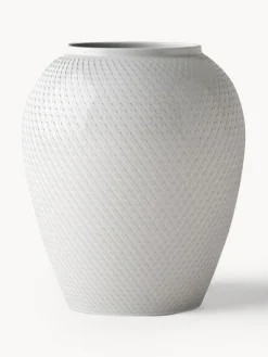 Lyngby Porcelaen Jarrón artesanal de porcelana Rhombe, 17 cm