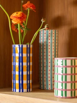 &k Amsterdam Jarrón artesanal de porcelana Clash, 13 cm