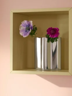 Westwing Collection Jarrón de acero inoxidable Vine, 18 cm