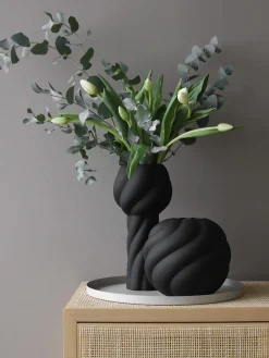 Cooee Design Jarrón de cerámica pintado a mano Twist Ball, 34 cm