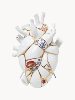 SELETTI Jarrón de porcelana con decoración dorada Love in Bloom, 25 cm^ Jarrones|Jarrones