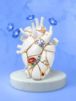 SELETTI Jarrón de porcelana con decoración dorada Love in Bloom, 25 cm^ Jarrones|Jarrones