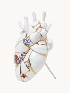 SELETTI Jarrón de porcelana con decoración dorada Love in Bloom, 25 cm^ Jarrones|Jarrones