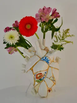 SELETTI Jarrón de porcelana con decoración dorada Love in Bloom, 25 cm^ Jarrones|Jarrones