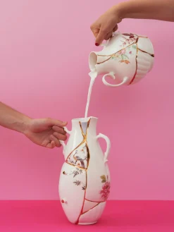 SELETTI Jarrón de porcelana fina Kintsugi, 19 cm^ Jarrones|Jarrones