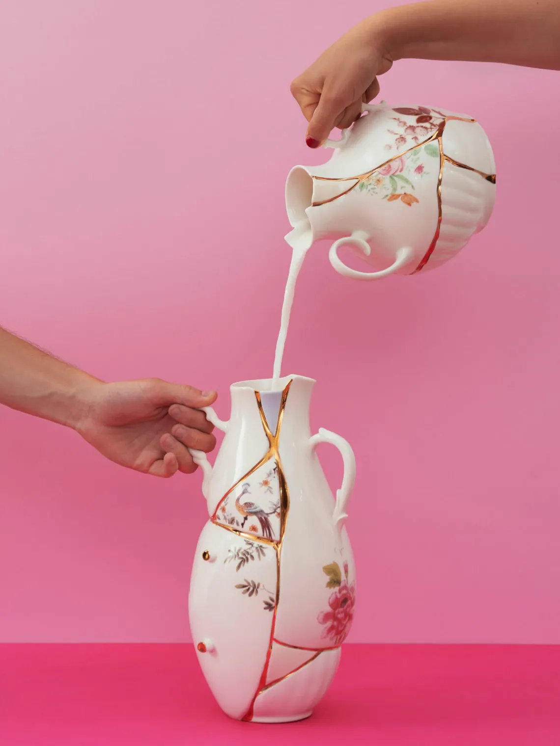SELETTI Jarrón de porcelana fina Kintsugi, 19 cm^ Jarrones|Jarrones