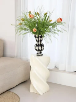 &k Amsterdam Jarrón de rombos pintado a mano, 30 cm