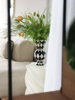 &k Amsterdam Jarrón de rombos pintado a mano, 30 cm