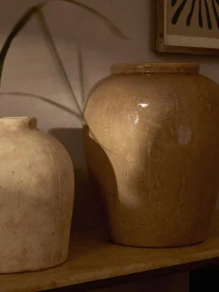 Westwing Collection Jarrón de suelo de terracota Veda, 39 cm