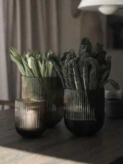 DBKD Jarrón de vidrio Simple Stripe, 18 cm