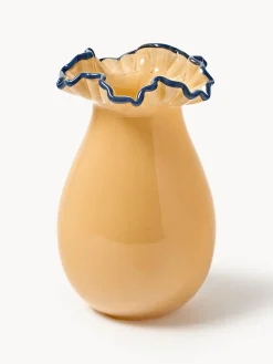 Westwing Collection Jarrón de vidrio soplado con adornos Gloria, Al 24 cm