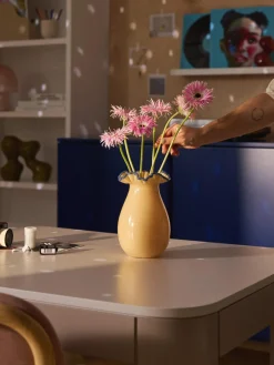 Westwing Collection Jarrón de vidrio soplado con adornos Gloria, Al 24 cm