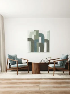 Agave Lienzo pintado a mano Green Lines