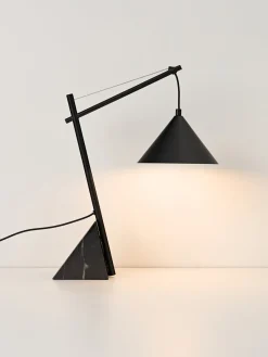 Westwing Collection Lámpara de mesa grande con base de mármol Reyna