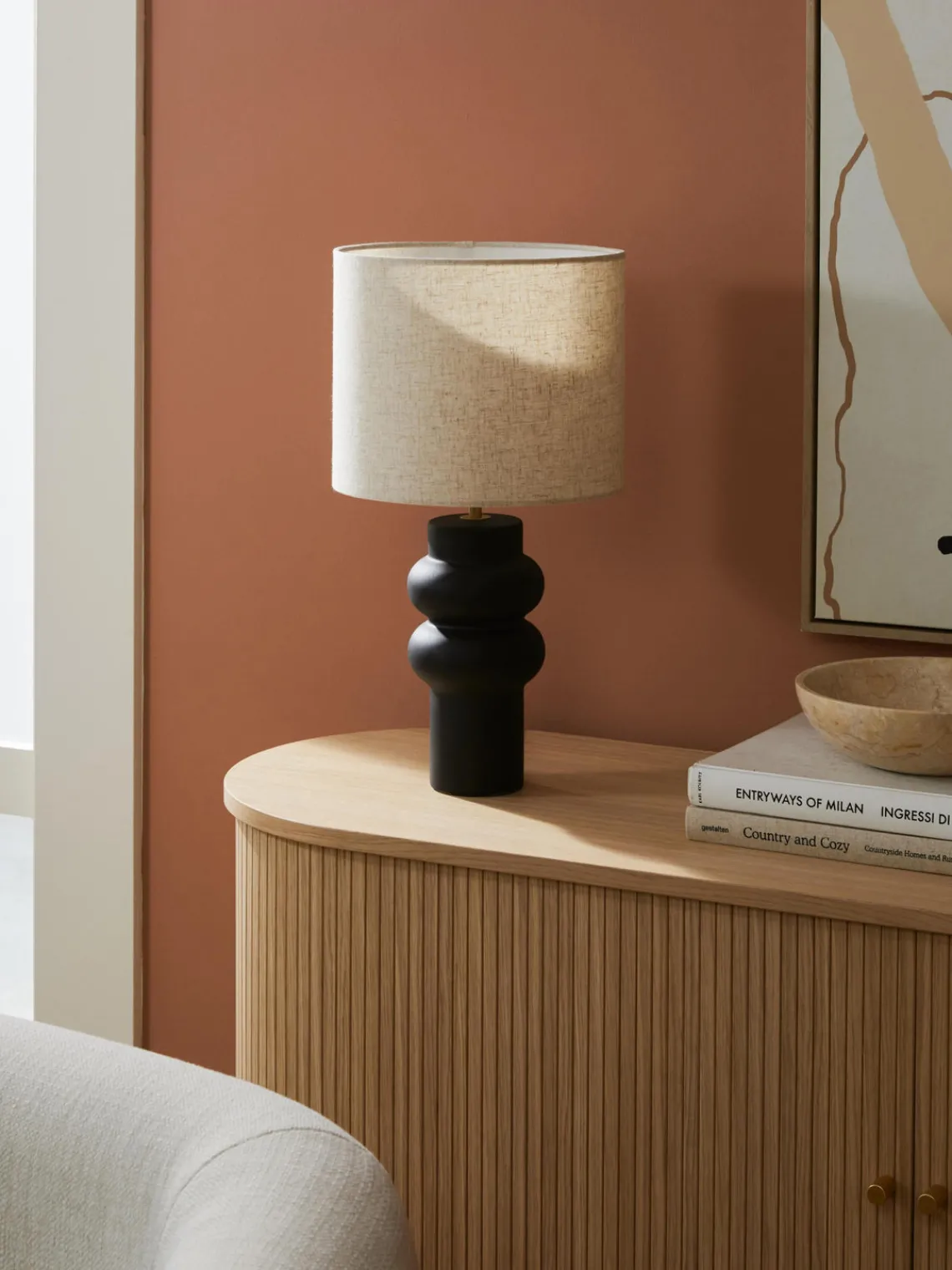 Westwing Collection Lámpara de mesa grande de cerámica Christine