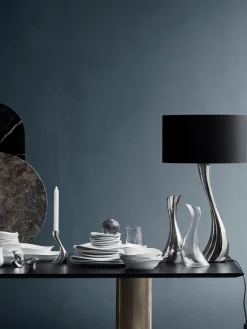 GEORG JENSEN Lámpara de mesa grande de acero inoxidable Cobra