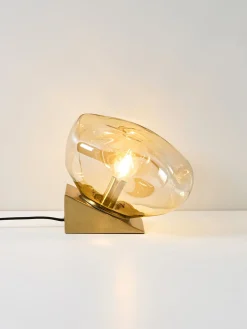 Westwing Collection Lámpara de mesa pequeña de vidrio Amora